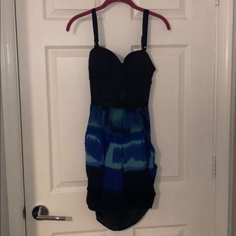 Blue tye dye mini dress